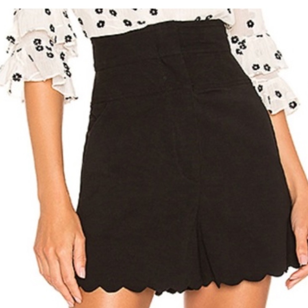 Rebecca Taylor Scalloped High Waist‎ Black Shorts Size 4